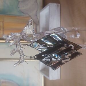 Y2K Artisan Iridescent Metal Dangle Engraved "New Kids" Earrings 💫